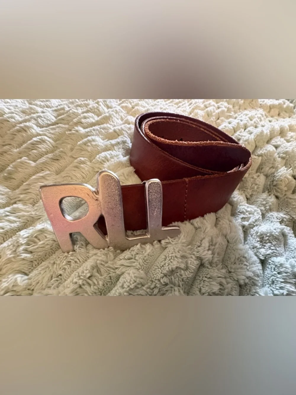 Vintage Rare Lauren  Ralph Lauren Leather Lauren Silver collection 1980s belt